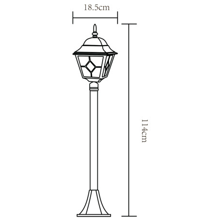 Схема с размерами Arte Lamp A1016PA-1BN
