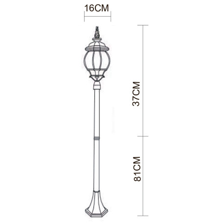 Схема с размерами Arte Lamp A1046PA-1BG