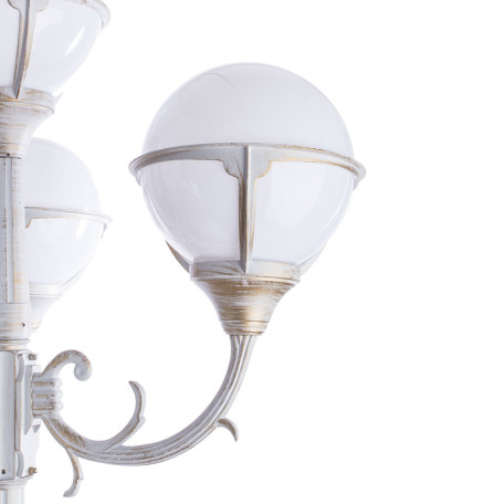 Уличный фонарь Arte Lamp Monaco A1497PA-4WG, IP44, 4xE27x75W, белый с золотой патиной, белый, металл, пластик - миниатюра 4