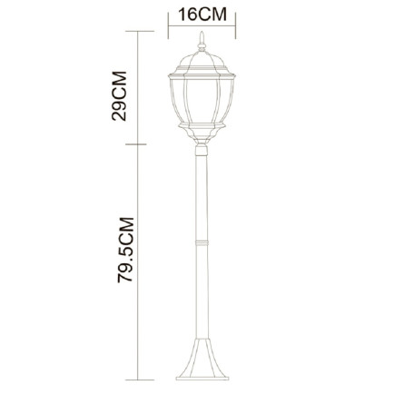 Схема с размерами Arte Lamp A3151PA-1BN