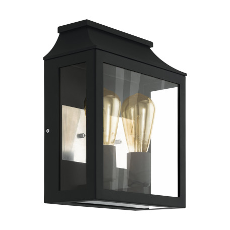 Настенный фонарь Eglo Soncino 97294, IP44, 2xE27x60W, прозрачный, черный, металл со стеклом