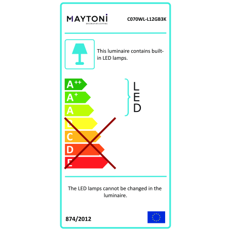 Настенный светодиодный светильник Maytoni Pars C070WL-L12GB3K, LED 12W 3000K 1050lm CRI90, пластик - миниатюра 5