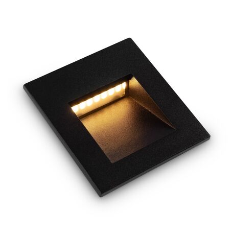 Встраиваемый настенный светодиодный светильник Maytoni Arca O038-L3B, IP65, LED 3W 3000K 100lm CRI80, черный, металл, пластик