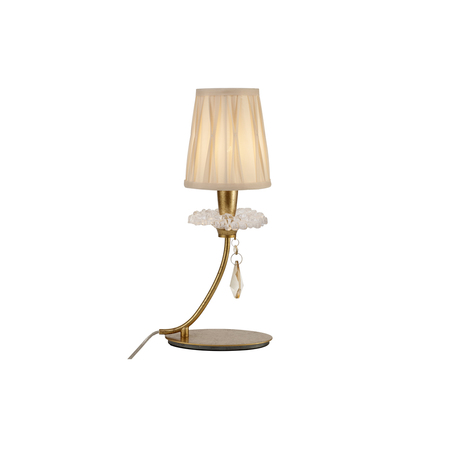 Настольная лампа Mantra Sophie 6297, матовое золото, прозрачный, бежевый, металл, стекло, текстиль, хрусталь