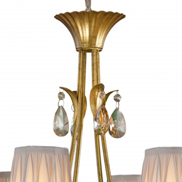 Подвесная люстра Mantra Sophie 6291, матовое золото, прозрачный, бежевый, металл, стекло, текстиль, хрусталь - миниатюра 4