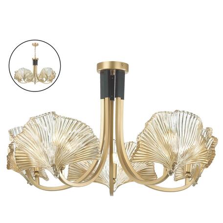 Светильник Odeon Light Ventaglio 4870/5, 5xE14x40W, золото с черным, янтарь, металл, стекло