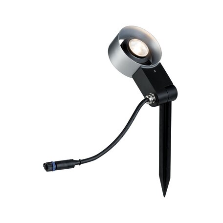 Светодиодный прожектор с колышком Paulmann Plug & Shine Spotlight Cone 93923, IP67, LED 6,8W, черный, серебро, металл