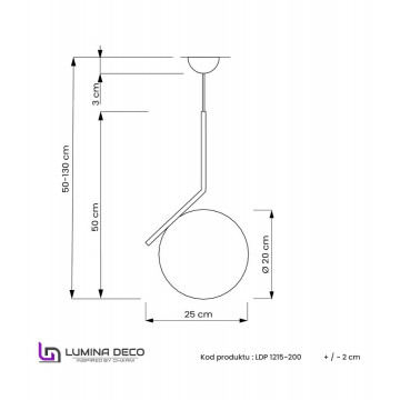Схема с размерами Lumina Deco LDP 1215-200 WT+BK