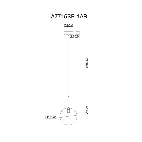 Схема с размерами Arte Lamp A7715SP-1AB