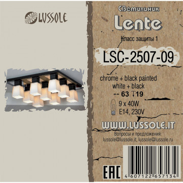 Потолочная люстра Lussole Loft Lente LSC-2507-09, IP21, 9xE14x40W, черный, белый, металл, стекло - миниатюра 2