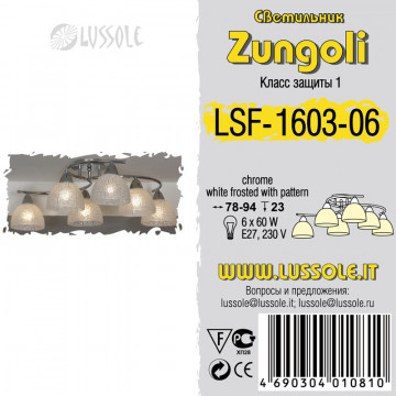 Потолочная люстра Lussole Loft Zungoli LSF-1603-06, IP21, 6xE27x60W - миниатюра 2