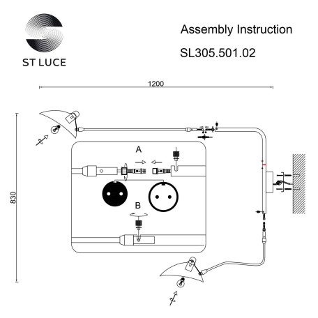Схема с размерами ST Luce SL305.501.02