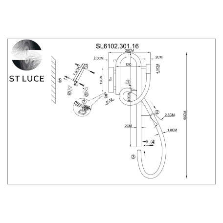 Схема с размерами ST Luce SL6102.301.16