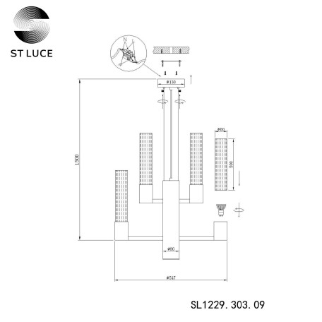 Схема с размерами ST Luce SL1229.303.09
