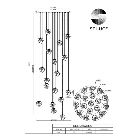 Схема с размерами ST Luce SL1175.103.18