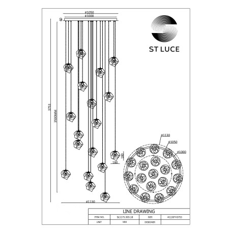 Схема с размерами ST Luce SL1175.303.18