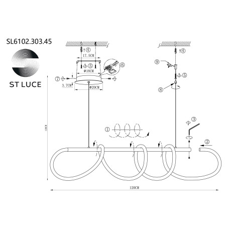 Схема с размерами ST Luce SL6102.303.45