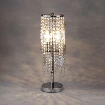 Настольная лампа Eurosvet Flower 01035/2 хром/прозрачный хрусталь Strotskis, 2xE14x60W, хром, прозрачный, металл, хрусталь - миниатюра 2