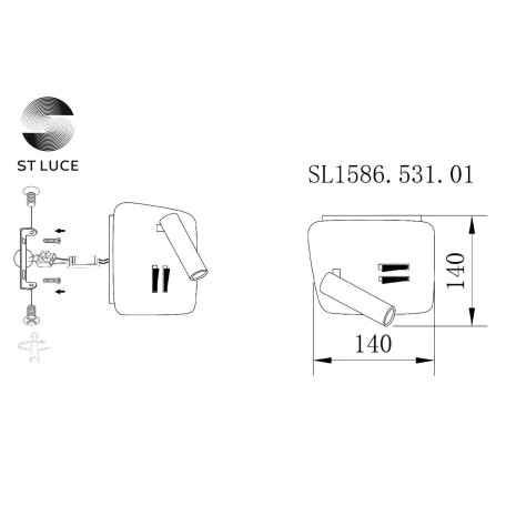 Схема с размерами ST Luce SL1586.531.01