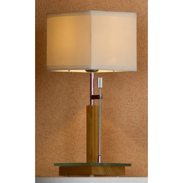 Настольная лампа Lussole Montone LSF-2504-01, IP21, 1xE27x60W, коричневый, белый, дерево, стекло, текстиль - фото 2