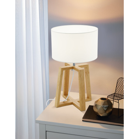 Настольная лампа Eglo Chietino 1 97516, 1xE27x60W, коричневый, белый, дерево, текстиль - миниатюра 2
