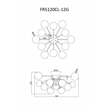 Схема с размерами Freya FR5120CL-12G