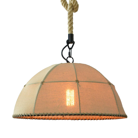 Подвесной светильник Lussole Loft Hempstead LSP-9667, IP21, 1xE27x60W, черный, бежевый, канат, металл, текстиль - фото 1