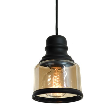 Подвесной светильник Lussole Loft Tonawanda LSP-9688, IP21, 1xE27x60W, черный, янтарь, металл, стекло