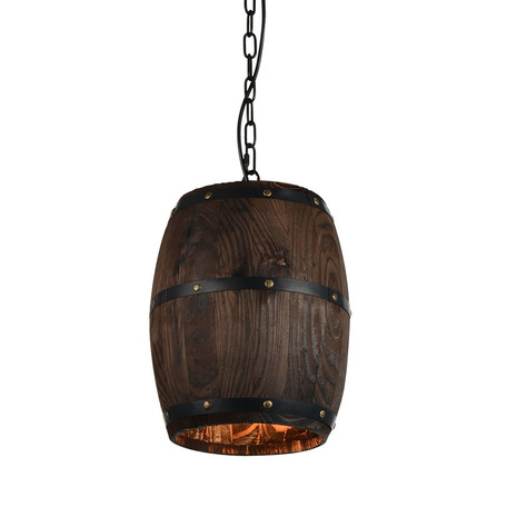 Подвесной светильник Lussole Loft Holtsville LSP-9844, IP21, 1xE27x60W, коричневый, металл, дерево