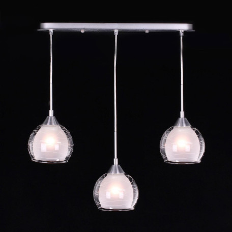 Подвесной светильник Citilux Буги CL157132, 3xE27x75W, алюминий, хром, белый, прозрачный, металл, стекло - миниатюра 1