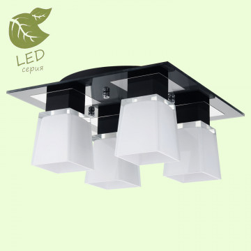Потолочная люстра Lussole Loft Lente GRLSC-2507-04, IP21, 4xE14x6W, черный, белый, металл, стекло