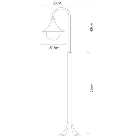 Схема с размерами Arte Lamp A1086PA-1BG