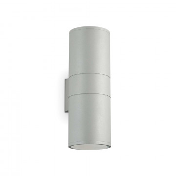 Настенный светильник Ideal Lux GUN AP2 BIG GRIGIO 163604, IP54, 2xE27x60W, серый, металл, стекло - миниатюра 1