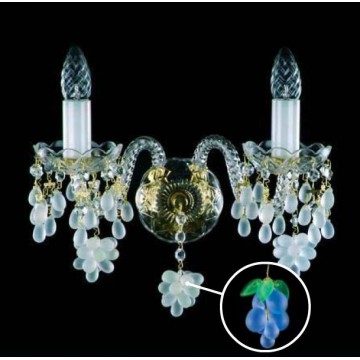 Бра Artglass ANGELA II. LIGHT BLUE, 2xE14x40W, золото с прозрачным, золото с белым, прозрачный с золотом, прозрачный с белым, синий с зеленым, стекло - миниатюра 1