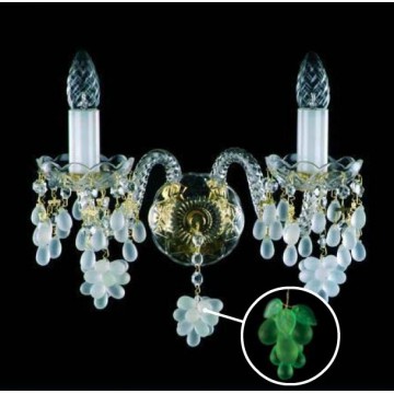 Бра Artglass ANGELA II. LIGHT GREEN, 2xE14x40W, золото с прозрачным, золото с белым, прозрачный с золотом, зеленый, стекло - миниатюра 1