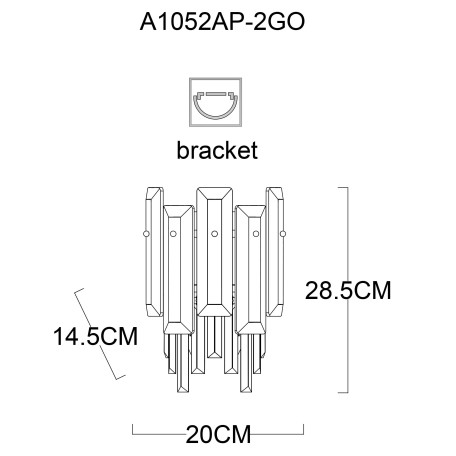 Схема с размерами Arte Lamp A1052AP-2GO