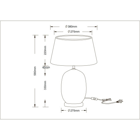Схема с размерами Arte Lamp A4061LT-1PB