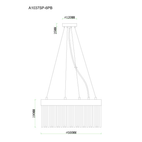 Схема с размерами Arte Lamp A1037SP-6PB