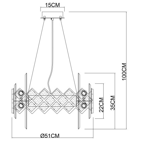 Схема с размерами Arte Lamp A1039SP-10BK