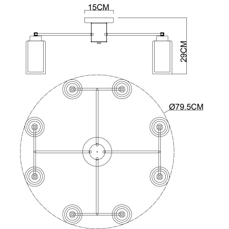 Схема с размерами Arte Lamp A7027PL-8BK