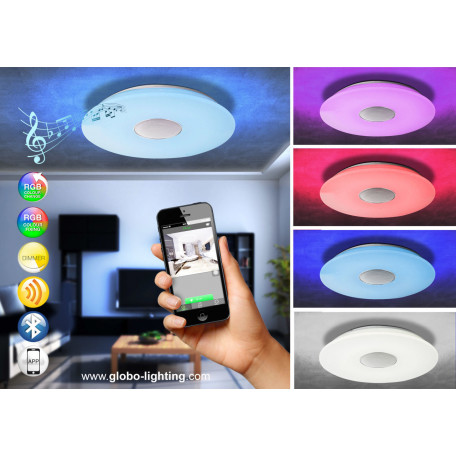 Музыкальный потолочный светодиодный светильник Globo Nicole 41329N, LED 6W RGB 2600lm - миниатюра 5