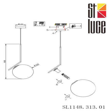 Схема с размерами ST Luce SL1148.313.01