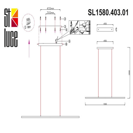 Схема с размерами ST Luce SL1580.403.01