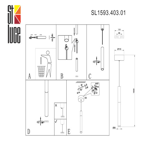 Схема с размерами ST Luce SL1593.403.01