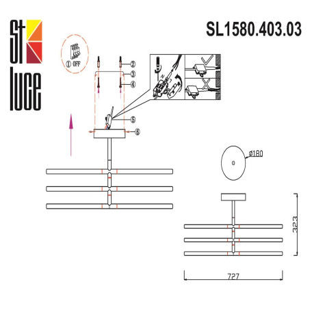 Схема с размерами ST Luce SL1580.403.03