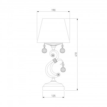 Схема с размерами Eurosvet 12075/1T белый Strotskis настольная лампа