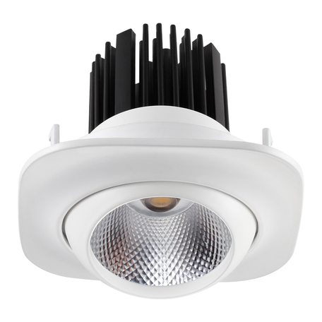 Встраиваемый светодиодный светильник Novotech Spot Drum 357696, LED 10W 3000K 650lm, белый, металл