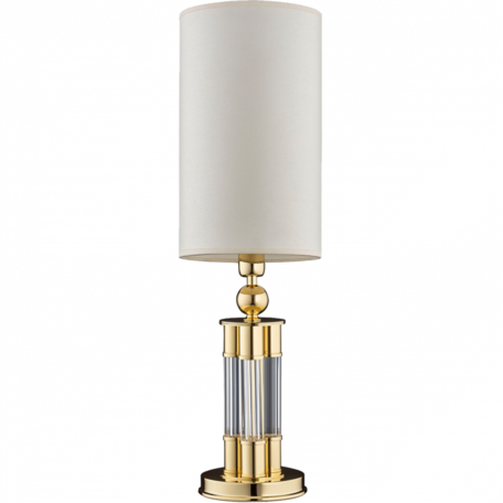 Настольная лампа Kutek LEA-LG-1(Z/A), 1xE14x40W, золото, белый, металл со стеклом, текстиль - миниатюра 1