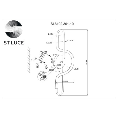 Схема с размерами ST Luce SL6102.301.10