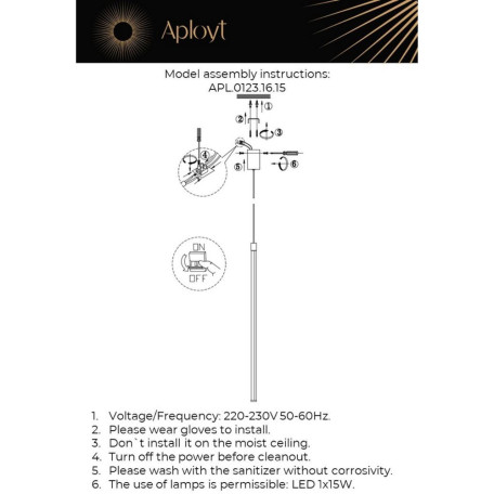 Подвесной светодиодный светильник Aployt Gabi APL.0123.16.15, LED 15W 3000K 825lm - миниатюра 8